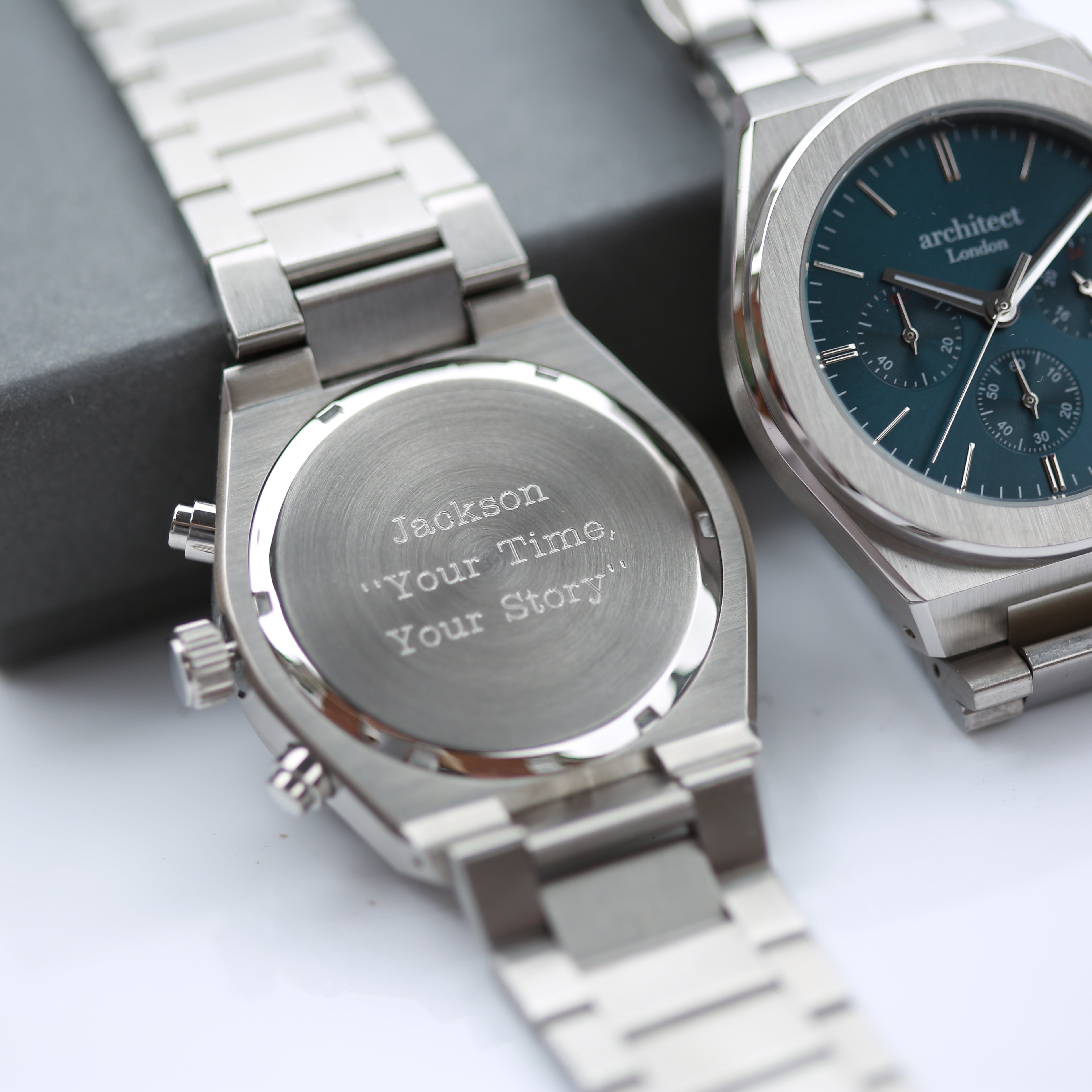 Men's Architect Orbix Blue - Modern Font Engraving - Wear We Met