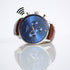 Contactless Payment Watch - Men's Blue Motivator + Walnut Strap + Modern Font Engraving - Wear We Met