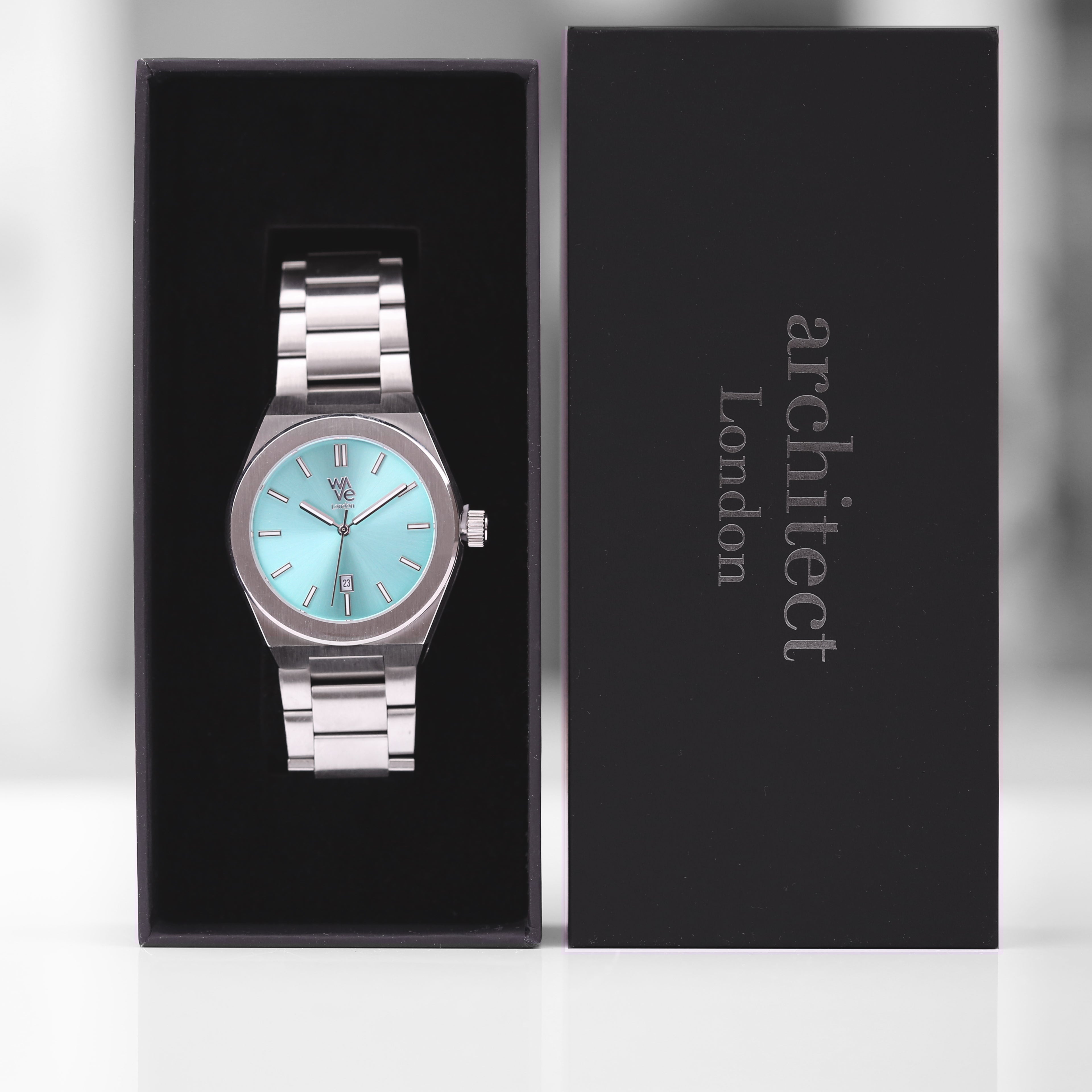 Wave by Architect in Ocean Blue - Handwriting Engraving - Wear We Met