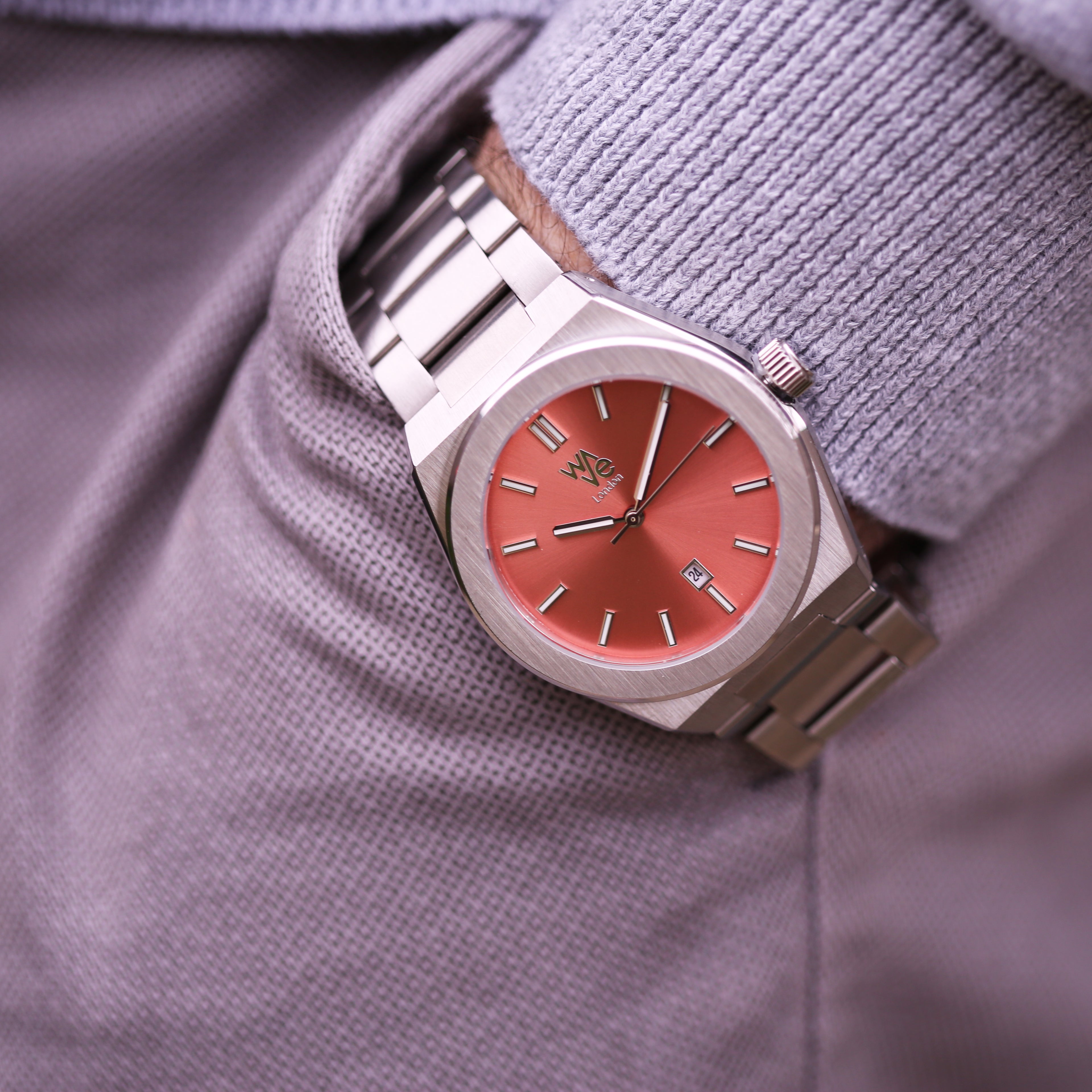 Wave by Architect Watch in Peach Breeze - Modern Font Engraving - Wear We Met