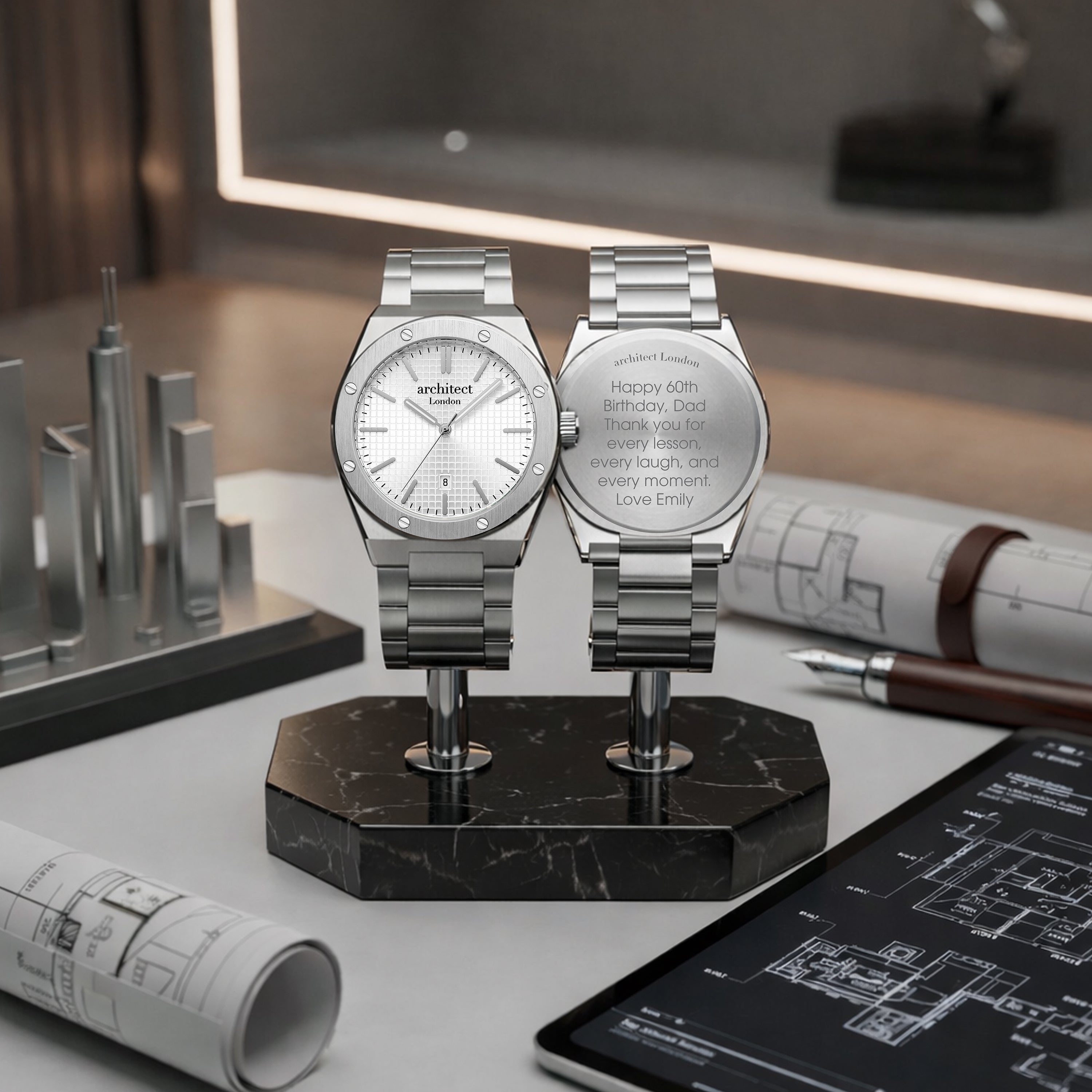 Personalised Men’s Watch – Architect London - Borough Collection - Soho (White / Silver Dial) - Wear We Met