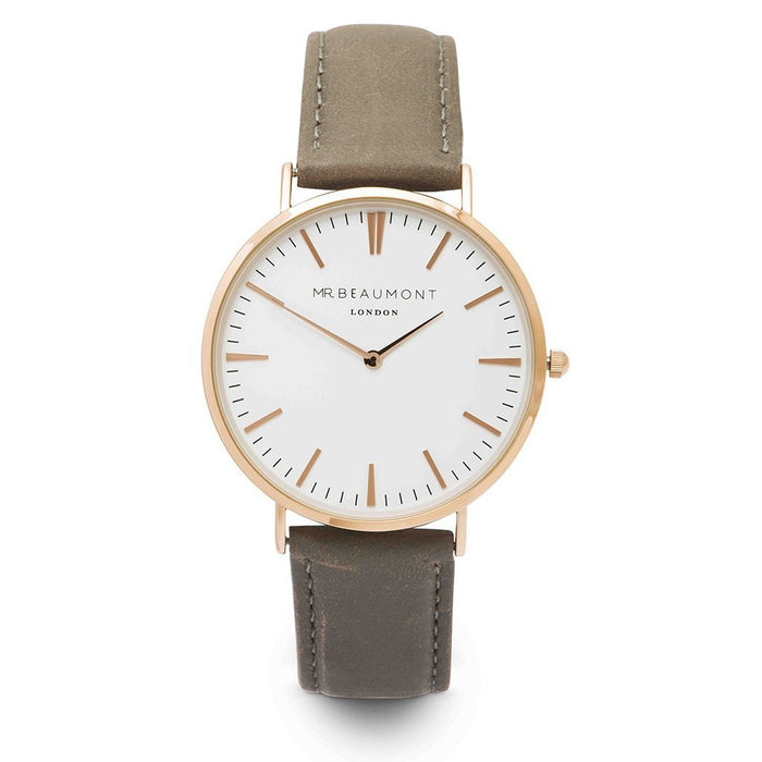 Own Handwriting Mr Beaumont Men's Grey Gold Bezel Watch