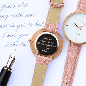 Handwriting Engraving Anaii Watch - Sweet Pink - Wear We Met