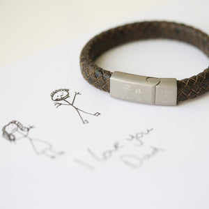 Handwriting Engraved Antique Style Bracelet - Rustic - Wear We Met