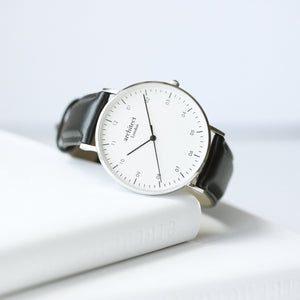 Modern Font Engraving - Men's Architect Zephyr + Jet Black Strap - Wear We Met