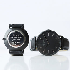 Handwriting Engraving - Men's Minimalist Watch + Jet Black Strap - Wear We Met