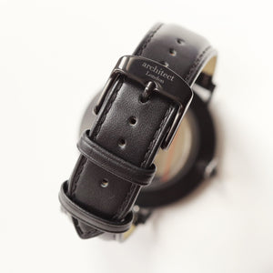Modern Font Engraving - Men's Minimalist Watch + Jet Black Strap - Wear We Met
