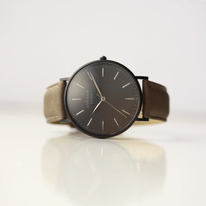 Modern Font Engraving - Men's Minimalist Watch + Urban Grey Strap - Wear We Met