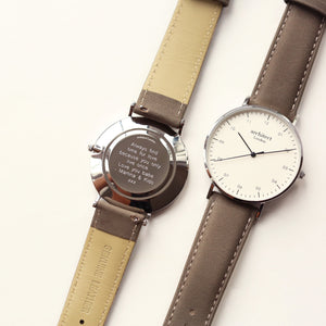 Modern Font Engraving - Men's Architect Zephyr + Urban Grey Strap - Wear We Met