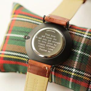 Modern Font Engraving - Men's Minimalist Watch + Walnut Strap - Wear We Met
