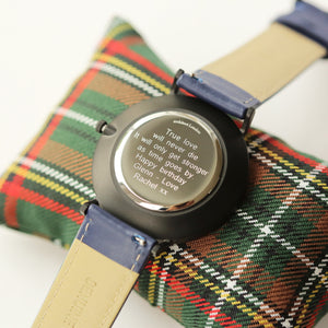 Modern Font Engraving - Men's Minimalist Watch + Admiral Blue Strap - Wear We Met