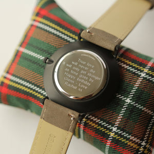 Modern Font Engraving - Men's Minimalist Watch + Urban Grey Strap - Wear We Met