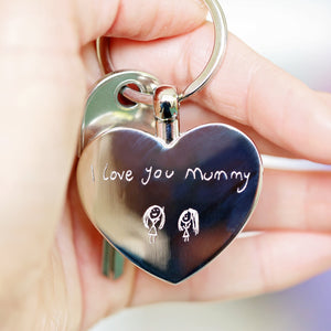 Hearts Forever Keychain With Handwriting Engraving - Wear We Met