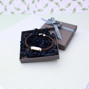 Handwriting Engraved Twisted Leather Bracelet - Wear We Met