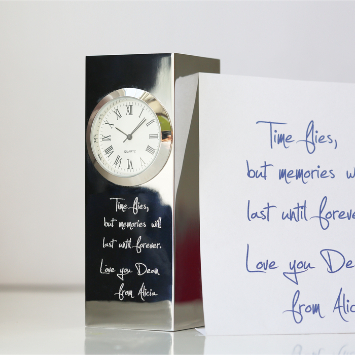 Vintage Standing Clock Handwriting Engraving