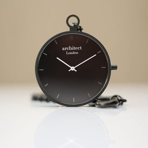 Modern Pocket Watch Black - Modern Font Engraving - Wear We Met