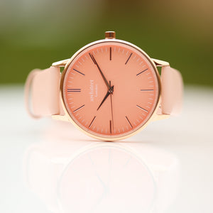 Ladies Architēct Coral - Handwriting Engraving + Light Pink Strap - Wear We Met