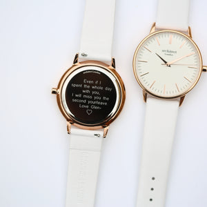 Ladies Architēct Blanc - Modern Font Engraving + White Strap - Wear We Met