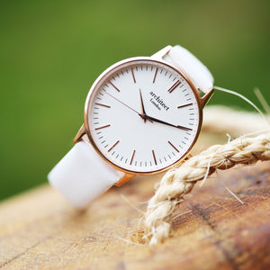 Ladies Architēct Blanc - Handwriting Engraving + White Strap - Wear We Met