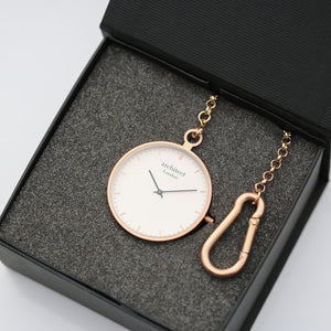 Modern Pocket Watch Rose Gold - Modern Font Engraving - Wear We Met