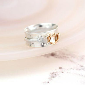 Twin Hearts Spinning Ring - Stirling Silver - Wear We Met