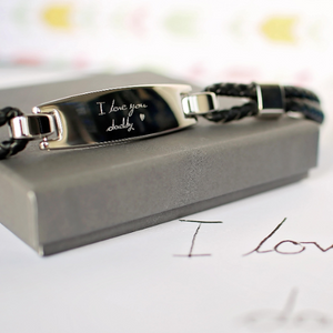 Handwriting Engraving Men's Woven Leather Bracelet - Wear We Met