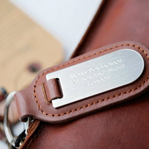 Vintage Leather Tablet Bag With Personalised Name Tag - Wear We Met