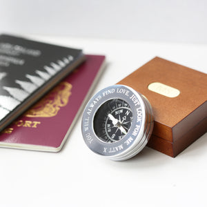 Compass Personalised With Timber Box - Wear We Met